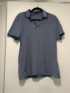 Men's Blue Italian Cotton Collared Shirt